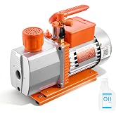 VEVOR Vacuum Pump, 7 CFM 3/4 HP, HVAC Two Stage Rotary Vane AC Vacuum Pump, for R134a R22 R410a R1234YF R32, 4 Pole Motor, for Automotive Air Conditioner Maintenance Resin Degassing, Oil Included