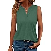 TICTICMIMI Women's Casual Sleeveless Shirts V Neck Tank Tops Summer Blouse
