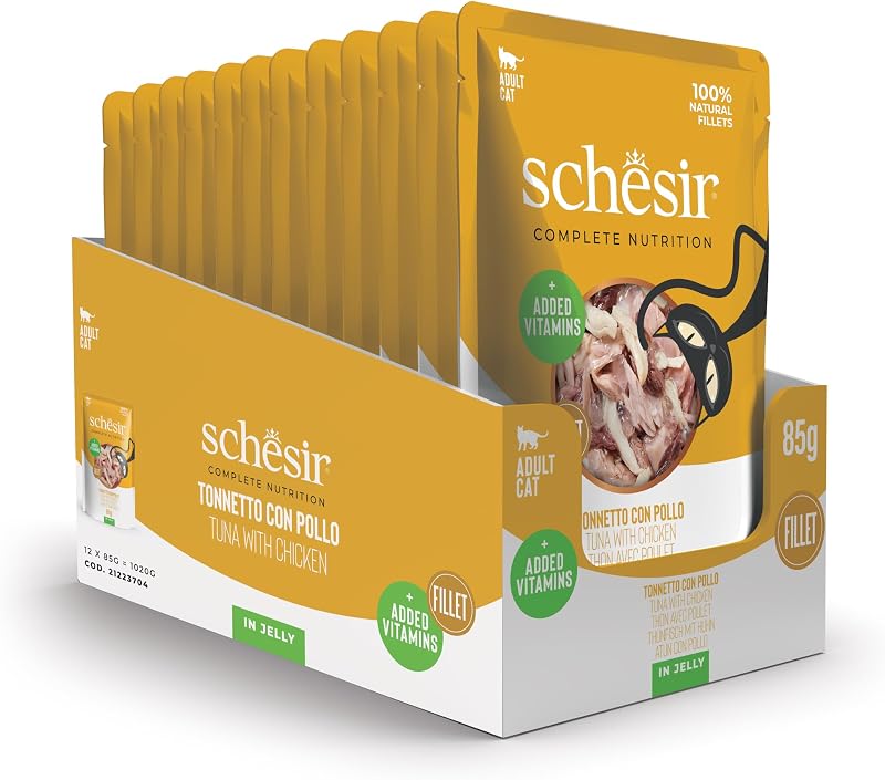 , Atum com Frango em Caldo, Comida Húmida Complementar para Gatos, Enlatada, Ingredientes 100% Naturais, Livre de Crueldade, 12 x 85g