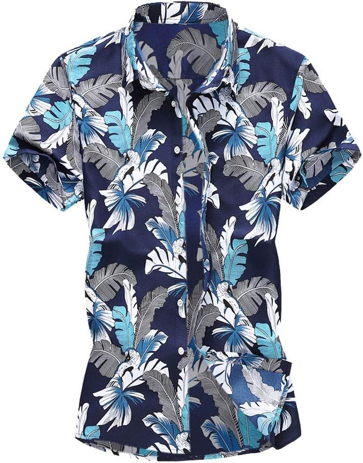 KUSUOU Funky Hawaiian Shirt | Men |M-3Xl | Casual Short-Sleeve | Button| Hawaiian-Print |Turndown Collar | Multiple Colours (Blue, M)