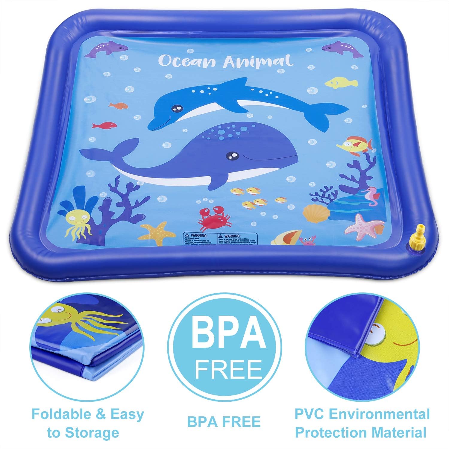 GiftInTheBox Kids Sprinkler & Splash Play Mat 68" Sprinkler for Kids Outdoor Water Toys Fun for Toddlers Boys Girls Children Outdoor Party Sprinkler Toy Splash Pad: Toys & Games