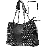 GALPADA Studded Handbag Bag Black Crossbody Rivet Shoulder Leather Tote Handbags