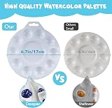 Halobios 12 Pcs Round Paint Palette 6.7" with 10 Wells & Mixing Area view 2
