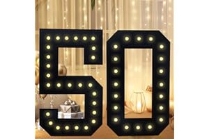 LOBOOM 3FT Marquee Numbers Light Up Numbers, Black Giant Marquee Number Mosaic Number for 50th Birthday Backdrop Anniversary Decorations Large Numbers for Party Wedding Decor, Pre-Cut Foam Frame Number 50