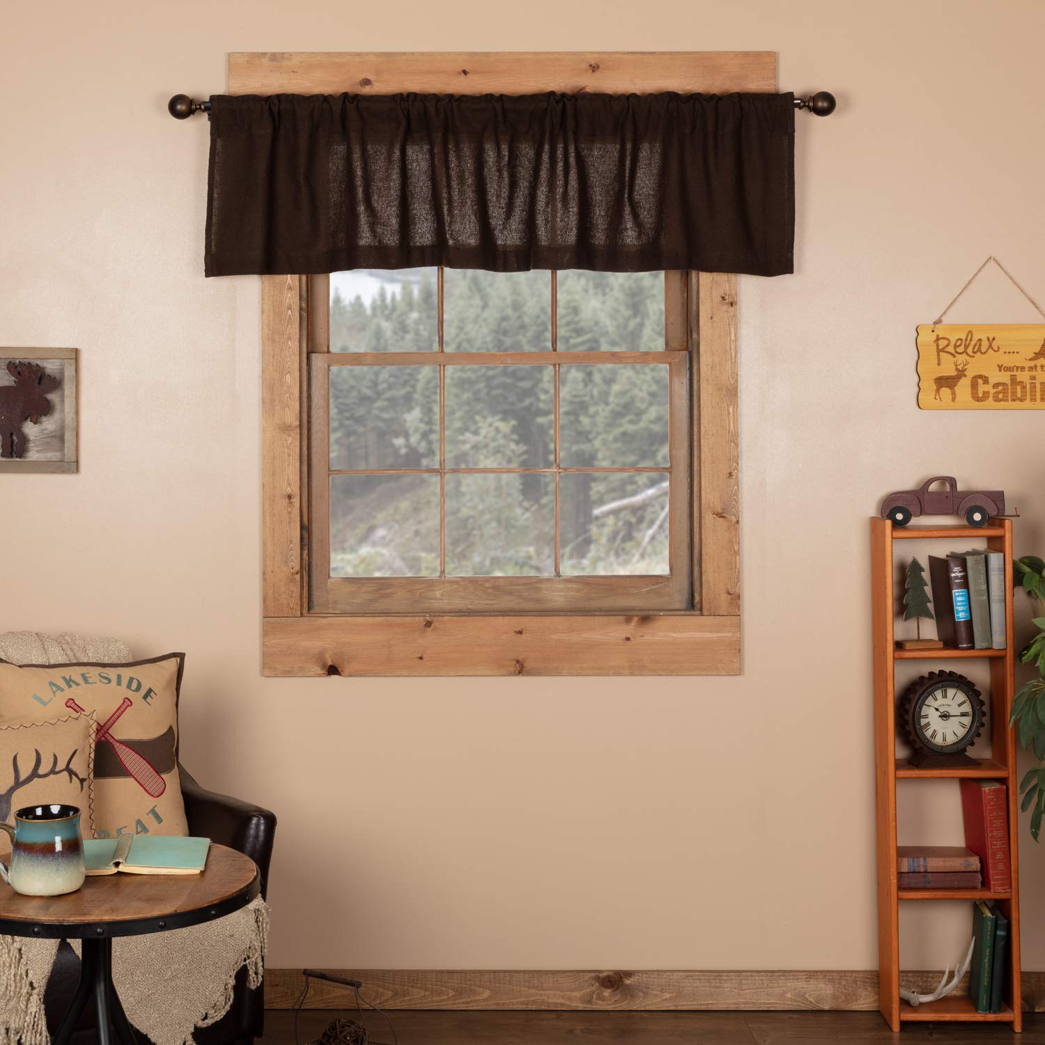 Photo 1 of VHC Brands, Burlap Chocolate, Cotton, 16x72, Valance, Brown