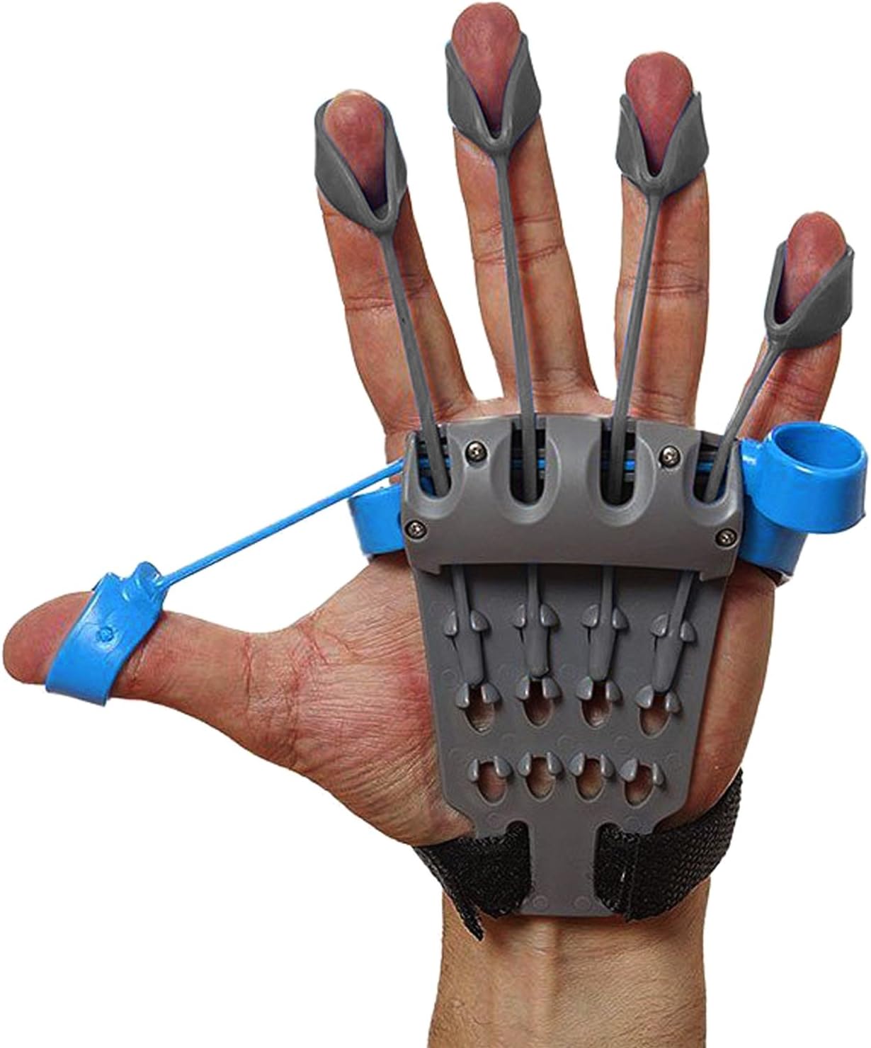 Gray/Blue Hand Wrist Reverse Grip Strengthener with Adjustable Tension 5 Blue/Gray Non Latex Rubber Finger Bands