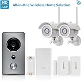 Zmodo All-in-One Home Solution-Zmodo Greet WiFi Video Doorbell w/ Zmodo 720p HD Security Camera (2 Pack), Zmodo Beam Smart Hub and WiFi Extender, Doow/Window Sensor (2 Pack)