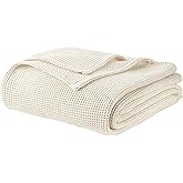 100% Organic Cotton Blanket - Soft Breathable Cotton Waffle Blanket King Size for All Seasons - Luxury 320GSM Cozy Warm Lightweight 100% Cotton Fairtrade Certified (108x90, Natural)
