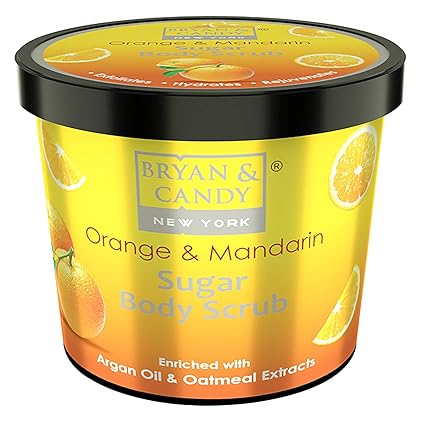 Bryan & Candy New York Orange and Mandarin Sugar Body Scrub with Argan Oil to Remove Dead Skin Cells for Glowing Skin (200gm)