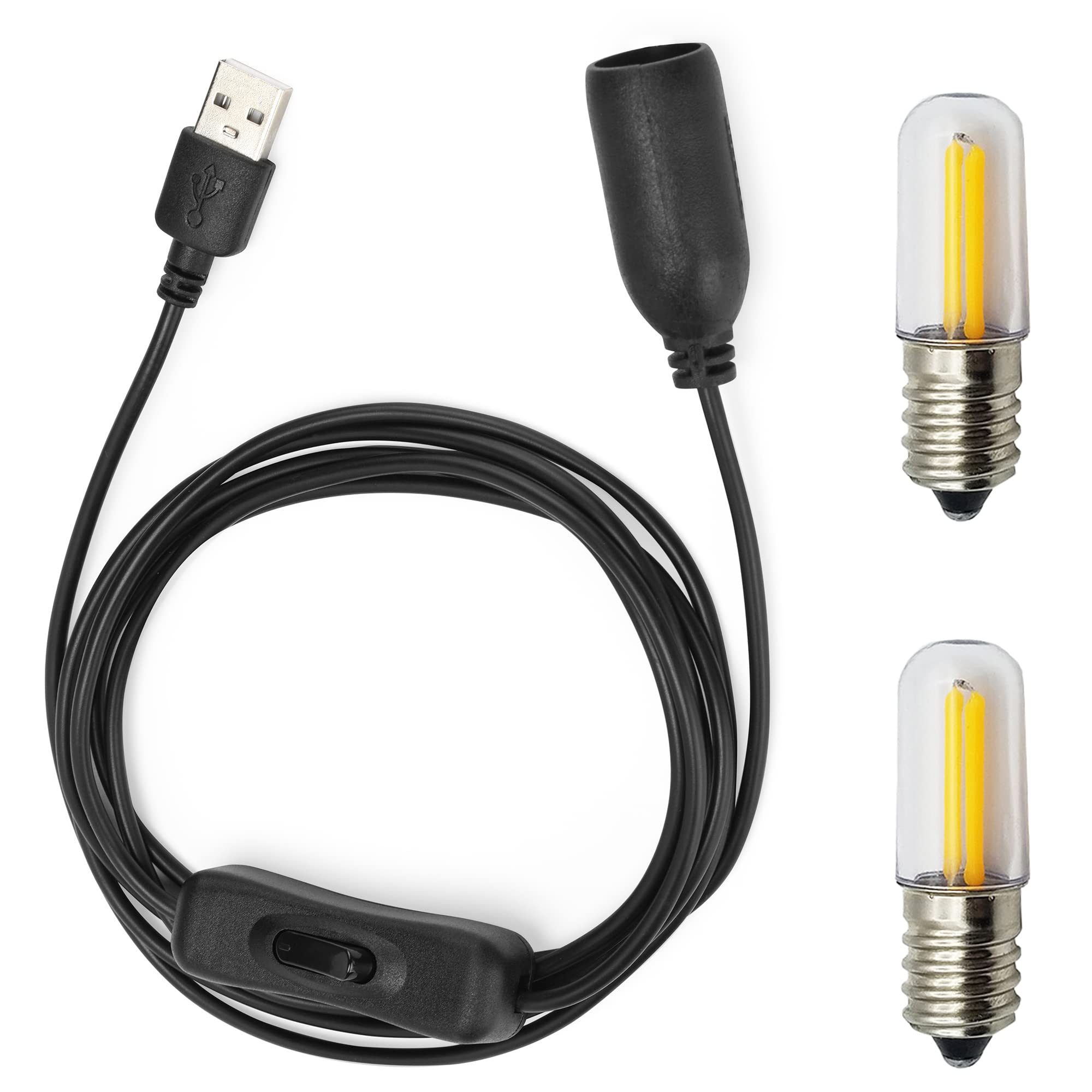 Photo 1 of GutReise 5V USB to E14 Socket,2pcs E14 LED Bulbs 5V-6V Lamps for Table lamp Ceiling Christmas Star Home Decoration