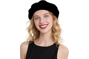 CKYPTFK Beret Hats for Women Holiday Wool French Style-Black/Red Church Hat-Clueless Outfit & Men's Beret