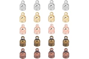 SUPERFINDINGS 250pcs 5 Colors Brass Cord Ends Leather Cord End Caps Cord Glue in Tassel Caps Clasps 0.35x0.24 Inch for DIY Bracelet Necklace Jewelry Making