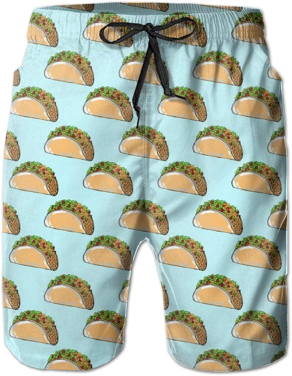 Men's Swim Trunks Novelty Taco Food Quick Dry Swim Shorts Bathing Suits