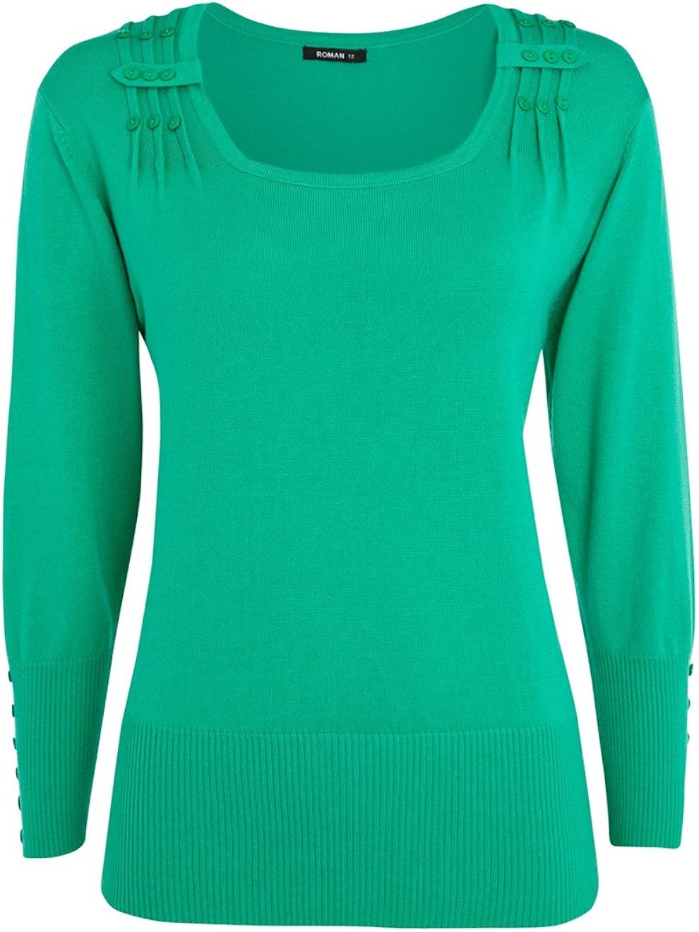 Roman Women's Plain Button Detail Jumper Green Size 22 Amazon.co.uk