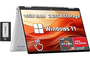 HP Envy x360 2-in-1 14" WUXGA Touchscreen Laptop, AMD Ryzen 5 8640HS, 16GB LPDDR5, 2.28TB Storage (2TB SSD+288GB Docking Stat