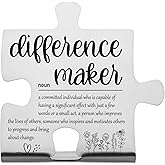 Difference Maker Desk Sign for Teacher Coworker Volunteer Nurse, Stainless Steel Puzzle Appreciation Gift, Office Decor Thank You Plaque for Women Men Retirement, Promotion, Graduation - FSD350