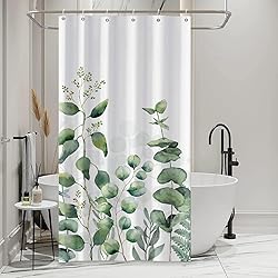 AWERT Small Half Size Stall Shower Curtain with 6