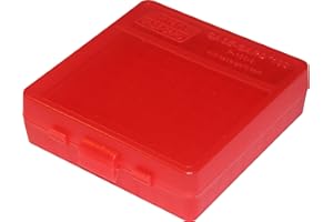 MTM Case-Gard P-100 Series Small Handgun Ammo Box, 100 Round, Clear Red