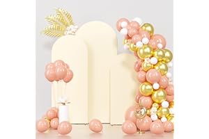 FOCHIER F Wedding Arch Backdrop Cover Set of 3 Spandex Fitted Round Top Chiara Stand for Birthday Party Baby Shower Ceremony Banquet Decoration 4FT, 5FT, 6FT Beige