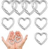 8 Pcs Heart Shaped Keychain, Zinc Alloy Heavy Duty Heart Shaped Carabiner, Rustproof Keychain Carabiners, Spring Snap Clasp Hook for Travelling Camping