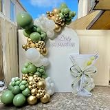 Isndare Sage Green and Gold Balloons Set 35 Pieces 12 Inch Confetti Latex view 4