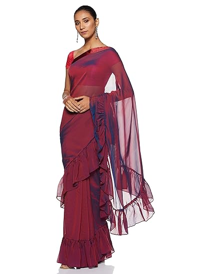 Womanista crepe with blouse piece Saree