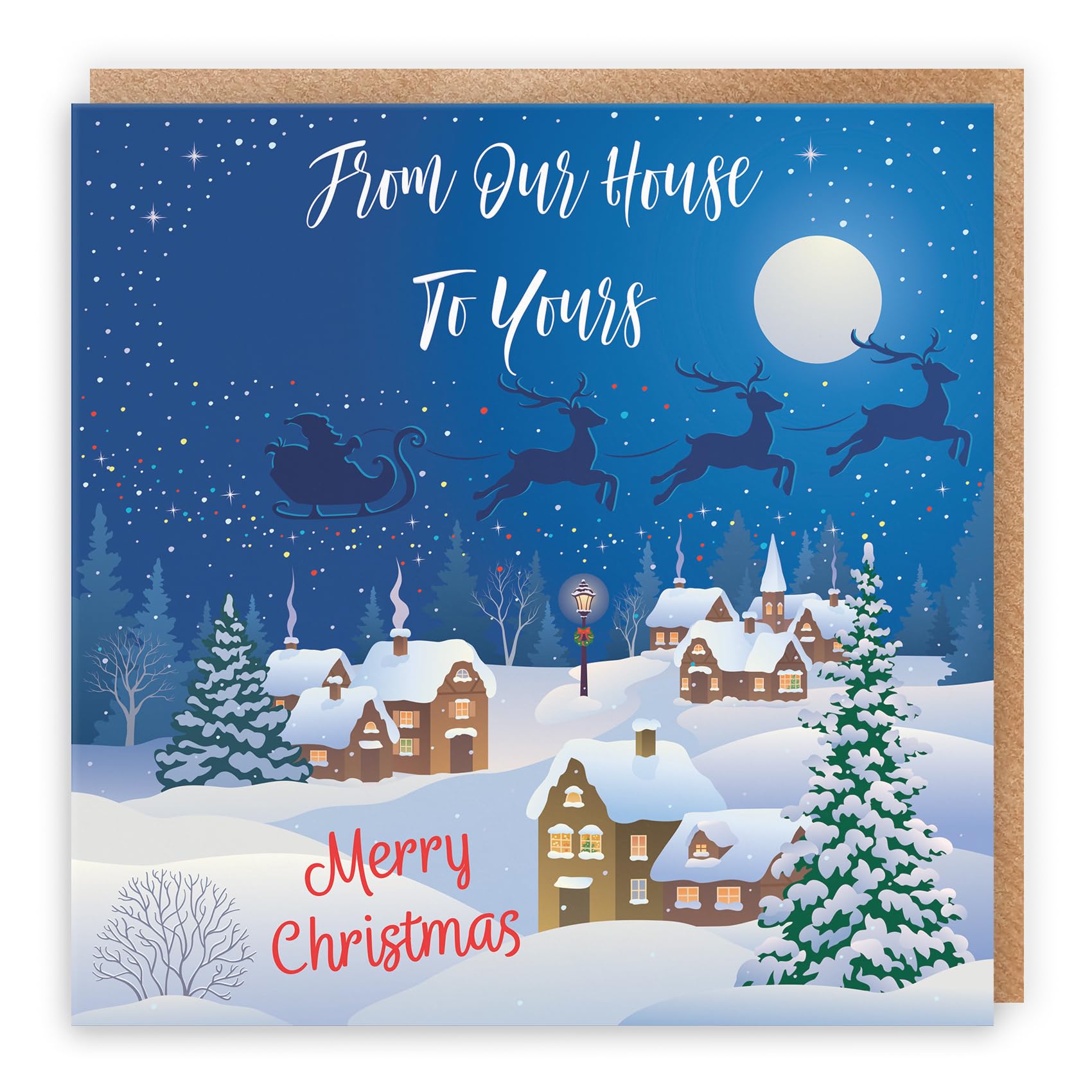 Hunts England - From Our House To Yours Christmas Card - From Our House To Yours - Merry Christmas - Winter Wonderland Collection - Fun Card