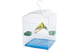 Capuca Small Bird Travel Cage-Lightweight Small Birds Starter Kit with Birdcages and Accessories Great for Parakeets Lovebirds Parrotlets Finches Canaries Blue Removable Plastic Tray Include