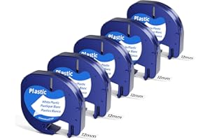 Freshworld Compatible with Dymo Label Maker Refills White Plastic LetraTag Tape 91331 (S0721610),1/2In x 13Ft, Black on White