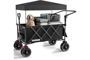 3 in 1 Collapsible Wagon with 300lbs Weight Capacity,150L Heavy Duty Utility Cart with Removable Canopy,with Big All-Terrain 