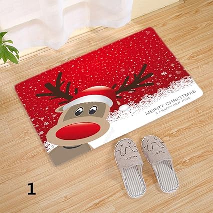 Leoie Christmas Printed Non-Slip Bath Mat for Bathroom Shower Kitchen Rug Mat Decoration 1 50X80cm Thin