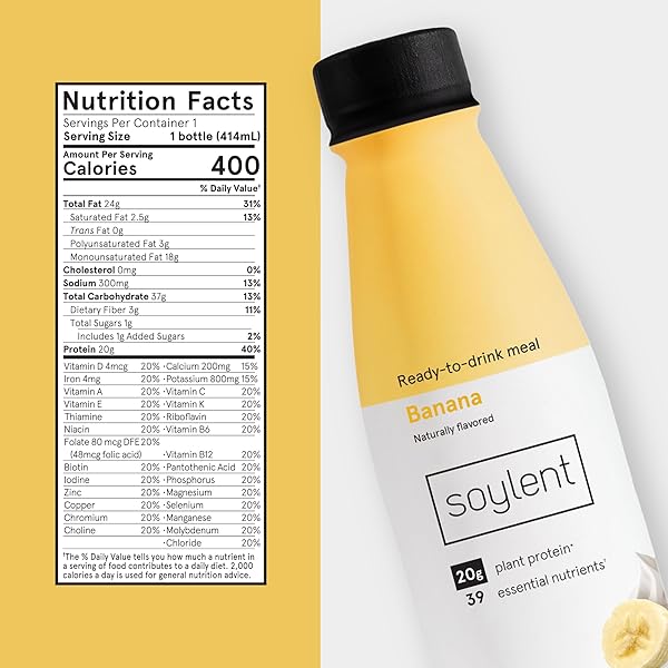 SOYLENT BANANA PLANT PROTEIN MEAL REPLACEMENT SHAKE, 14 OUNCE