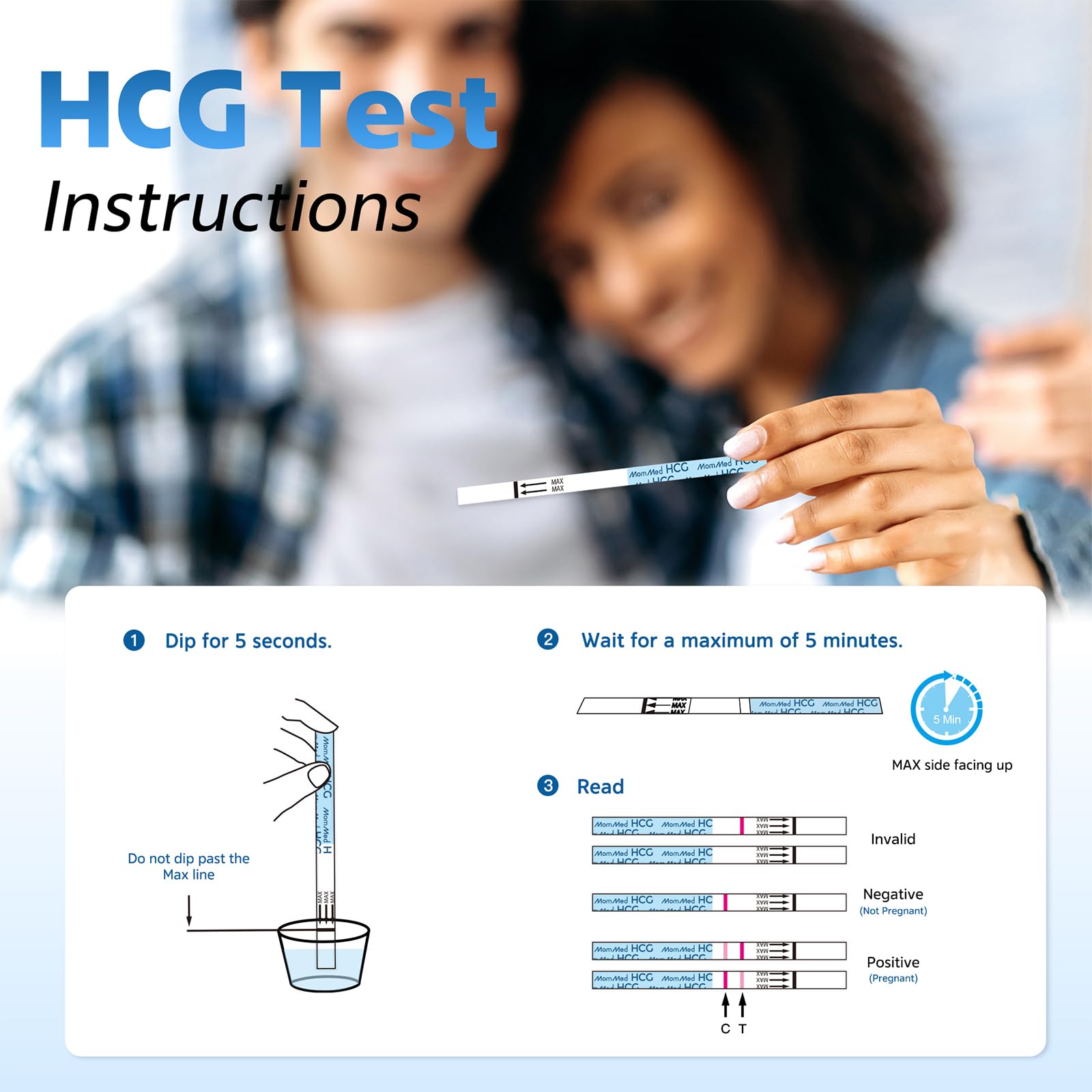 MomMed Pregnancy Test, 55 HCG Pregnancy Test Strips for Early Detection, Over 99% Accurate, 55 Free Urine Cups, Bulk Pregnancy Tests for Home Use, Pruebas de Embarazo