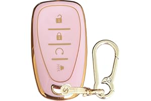 WKEDQAF Key Fob Cover Fit for Chevy Keyless Entry Remote Control Key Protective Cover Fit for Chevy 2016-2020 Malibu Cruze Camaro Volt Blazer Traverse (Pink)