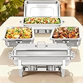 Jacgood Chafing Dishes for Buffet, 4 Pack 8QT Chafers and Buffet Warmers Sets for Parties, Catering, Weddings, Christmas, Events Serving, Silver
