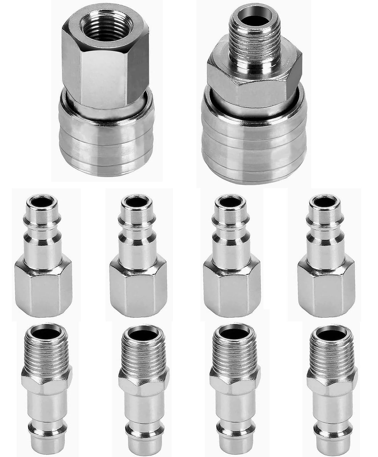 Nutmanel Air Compressor 1/4" BSP, 10PCS Euro Airline Hose Connectors Compressor Fittings 1/4", Air Line Hose Fitting Quick Release Air Coupler and Plug Set Couplings Connector Quick Release Couplers