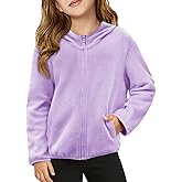 Haloumoning Girls Fleece Jacket Kids Zip Up Hoodie Lightweight Fall Winter Jackets Outerwear with Pockets 5-14 Years