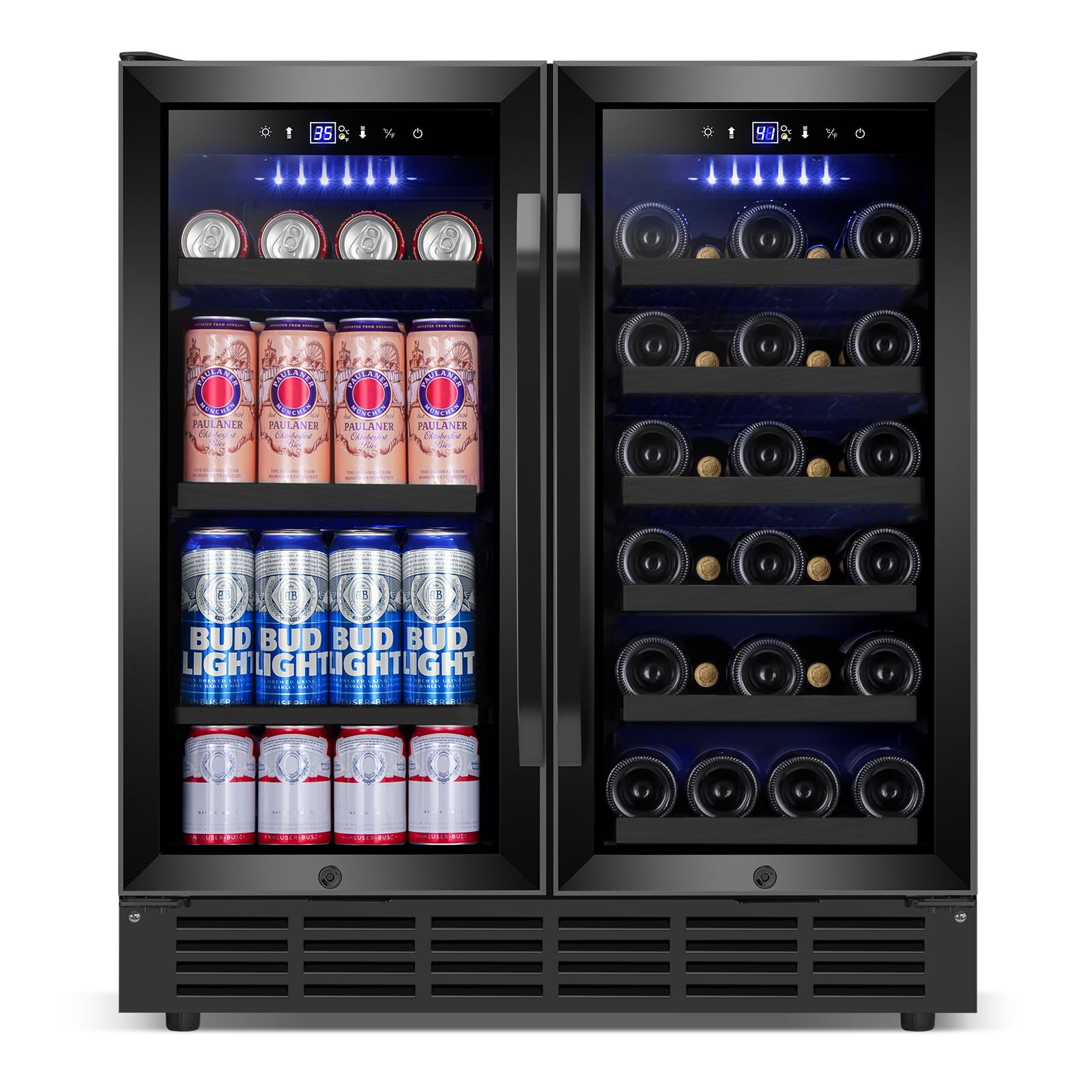 Photo 1 of Velieta 30'' Wine and Beverage Refrigerator, Upgrade Dual Zone Wine Cooler, 30 Inch Wine beverage Fridge Built in or Freestanding Under Counter Large Capacity Glass Door Advanced Cooling System,Black