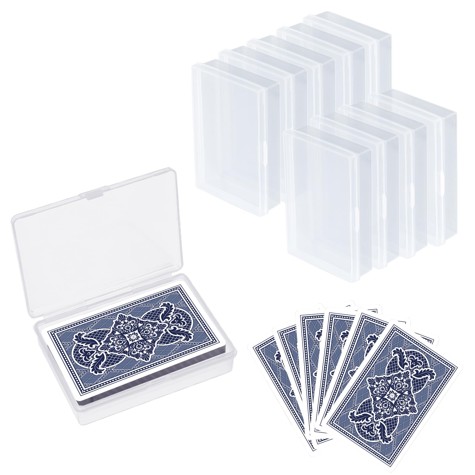 Pack of 10 Playing Cards Box, Collectible Card Case, Storage Box, Transparent Plastic Playing Card Box, Storage Container Box with Lid for Bank Cards, Business Cards, Playing Cards, Beads, Pills