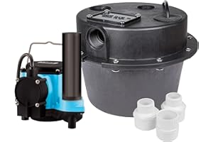 Little Giant WRSC-6 115-Volt, 1/3 HP, 2760 GPH Compact Under Sink Drainosaur Automatic Sump Pump/Basin System with 10-Ft. Cord, Black/Blue, 506065