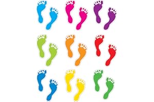 CARSON DELLOSA EDUCATION Carson Dellosa 54-Piece Footprints Bulletin Board Cutouts, Colorful Footprints Cutouts for Bulletin Board, Colorful Feet Cutouts, Colorful Classroom Décor