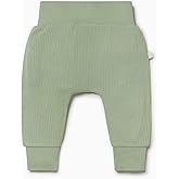 Mori Baby Premium Joggers in Ribbed Sage - Comfortable Fit Breathable Everyday Pants - Viscose from Bamboo - Elastic Waist Bottoms - 18-24 Months