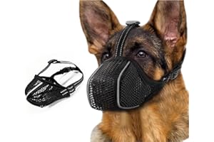 Kanuoc Dog Muzzle, Mesh Soft Muzzle for Small Medium Large Sized Dogs, Breathable Adjustable Puppy Muzzles for Scavenging Biting Licking and Chewing, Allows Panting and Drinking (Reflective Mesh, L)