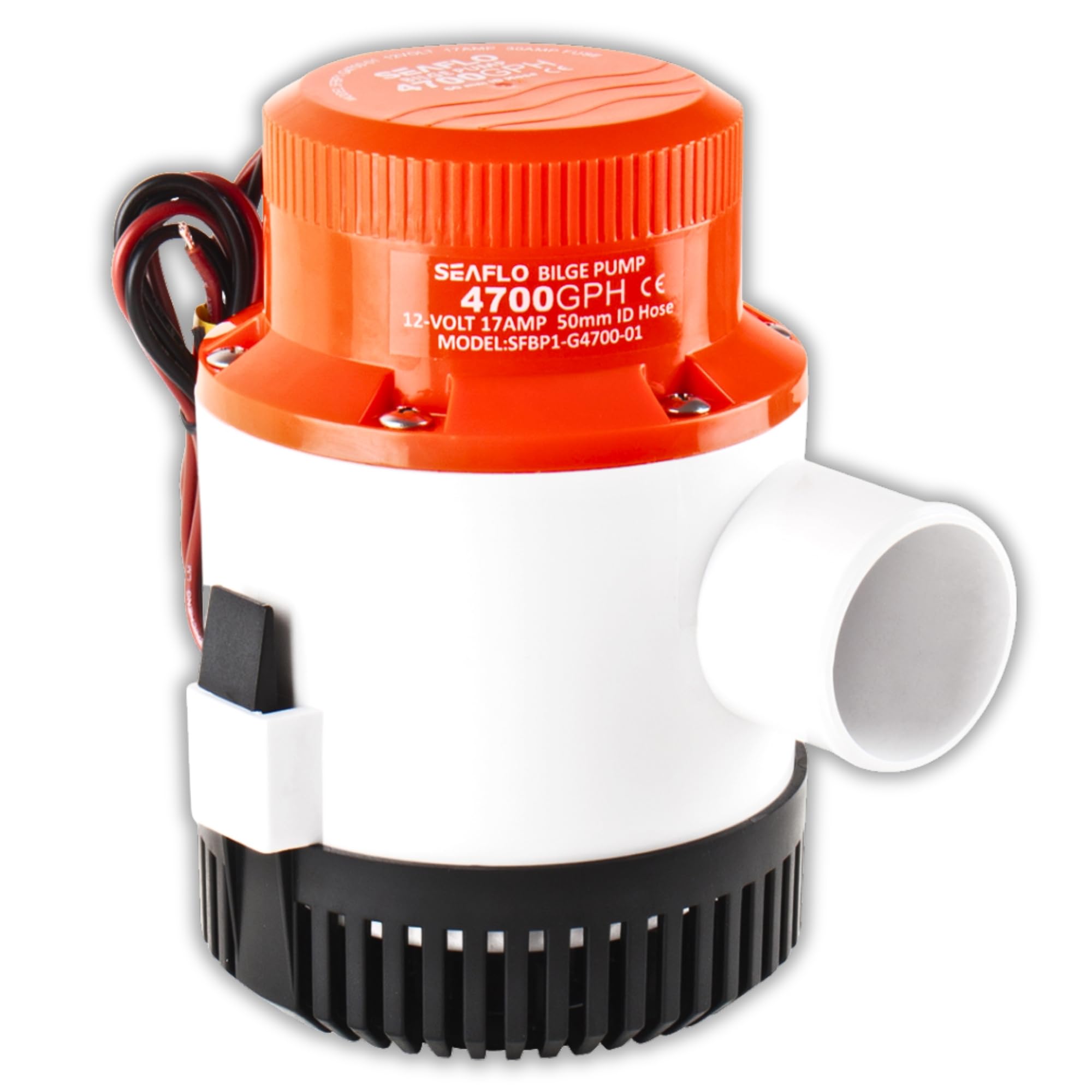 SEAFLO 01 Series 4700 GPH Bilge Pump – 12V, 2" Outlet, Marine Submersible Pump, Anti-Airlock Protection, Snap-Off Strainer Base, CE & RoHS Certified – 4-Year Warranty