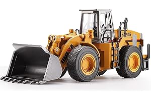Qcar 1/40 Large Wheeled Loader Heavy Duty Construction Metal Bulldozer, Loder Vehicle Toys for Kids, Outdoor Sandbox Car Toys, Birthday Gift Toddler Boy Kid