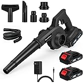 Dunalnuz Leaf Blower Cordless with 2 x 24V 2.0Ah Battery and Charger, 150CFM 130MPH Electric 2 in 1 Handle Battery Powered Blowers for Lawn Care, Patio, Dust, Black
