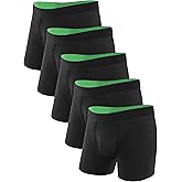 TIICHOO Washable Incontinence Underwear for Men Regular Absorbency Incontinence Boxer Briefs with Fly 5 Pack