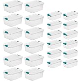 Sterilite 15 Qt Storage Box, 12 Pack Bundled with 6 Qt Plastic Bin, 12 Pack | Stackable Organizing Bins with Latch Lids