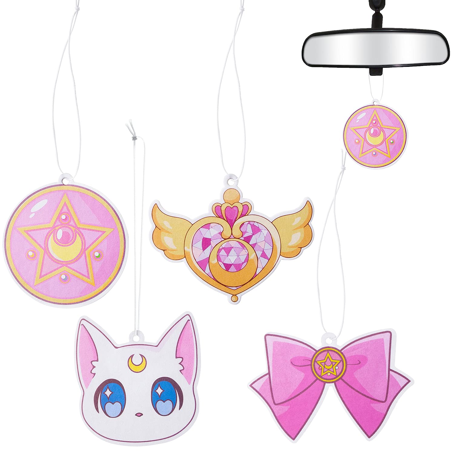 L1rabe Car Air Freshener Anime Moon Cat Artemis Incense Chips, 4 Styles and Scents of Anime Moon Cat Artemis Car Rearview Mirror Pendant Cute Aromatic Accessories Bedroom Closet Shoe Closet Deodorant