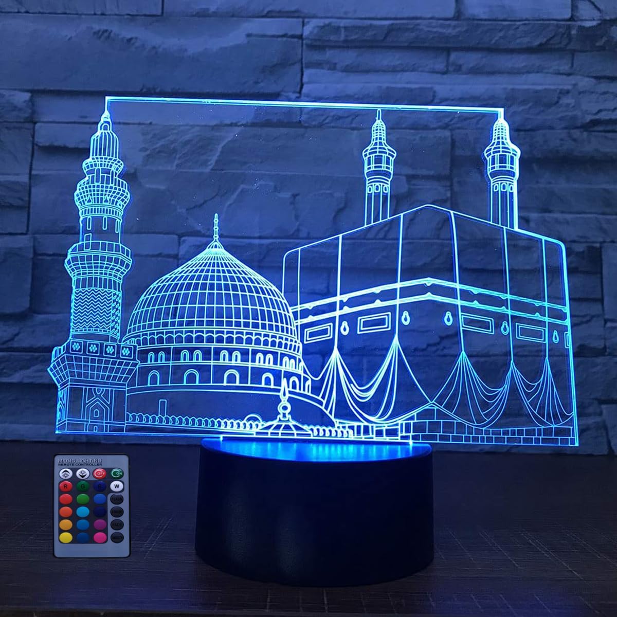 HPBN8 Ltd 3D Islamic Castle Night Light Lamp 7/16 Color Change LED Lamp USB Powered Remote Control Valentines Decor Birthday Room Decoration